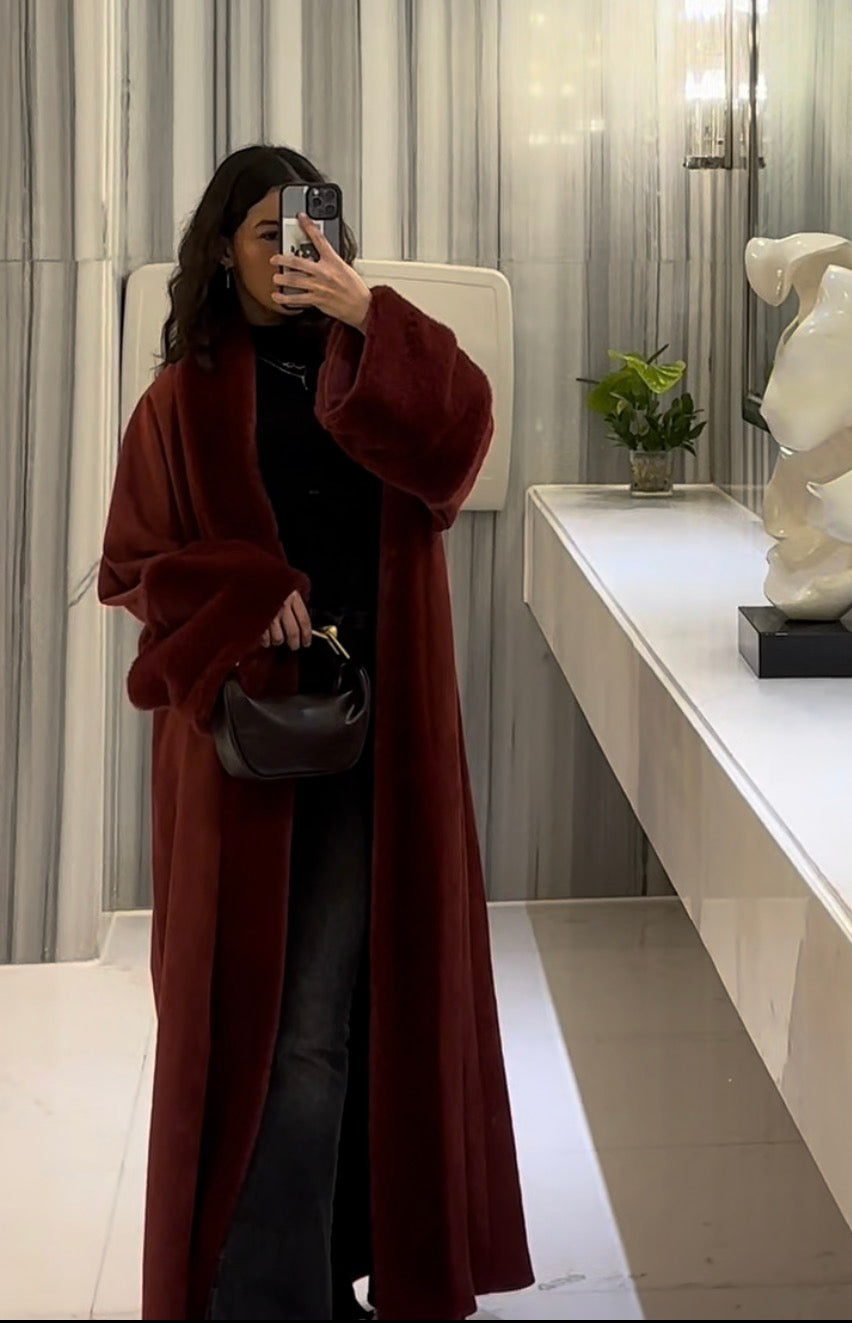 Burgundy Rosa fur coat