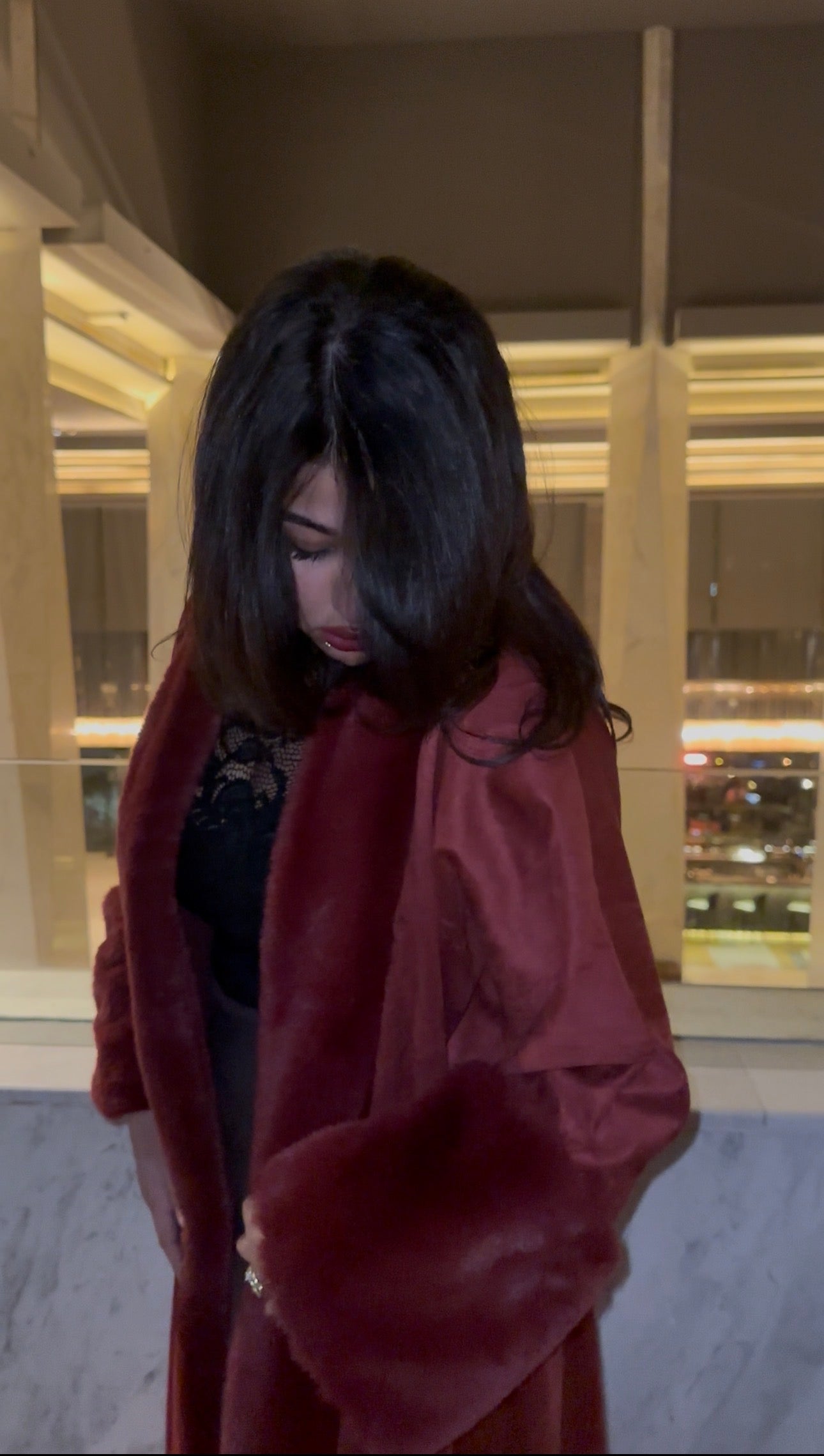 Burgundy Rosa fur coat