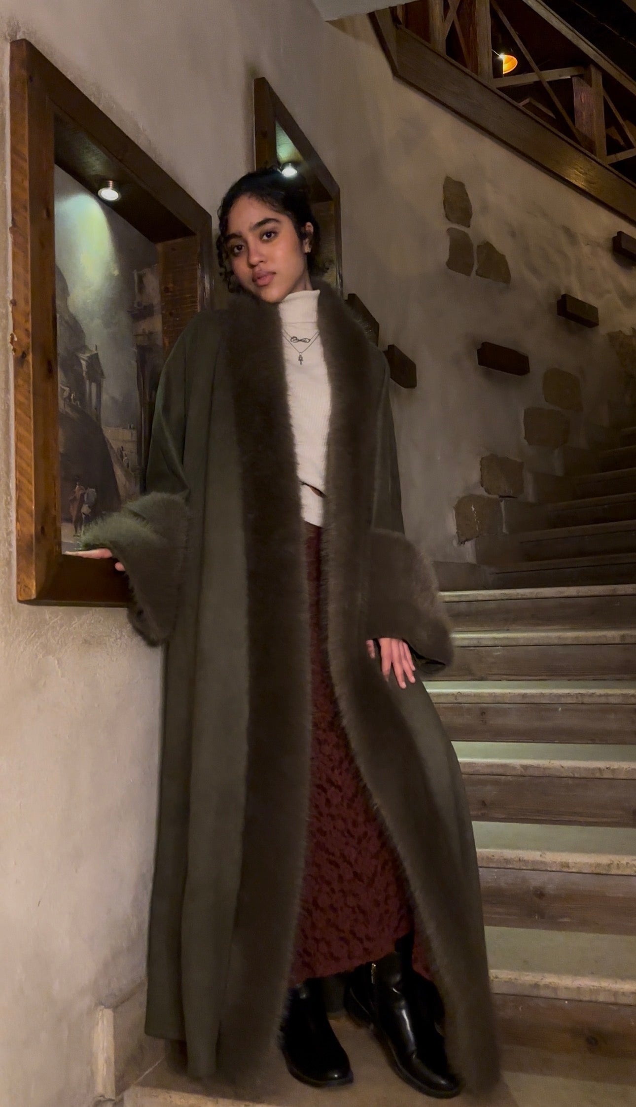 olive Rosa fur coat