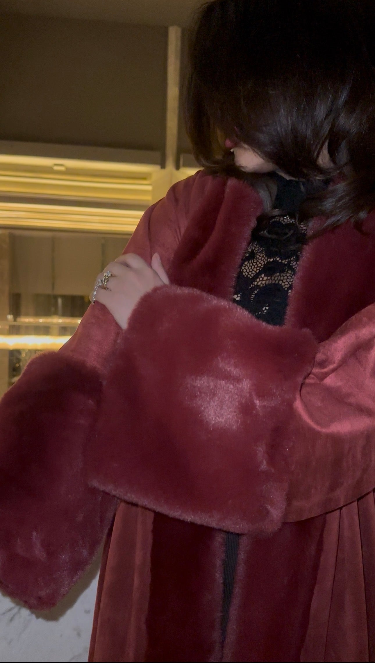 Burgundy Rosa fur coat