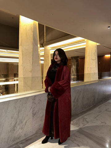 Burgundy Rosa fur coat
