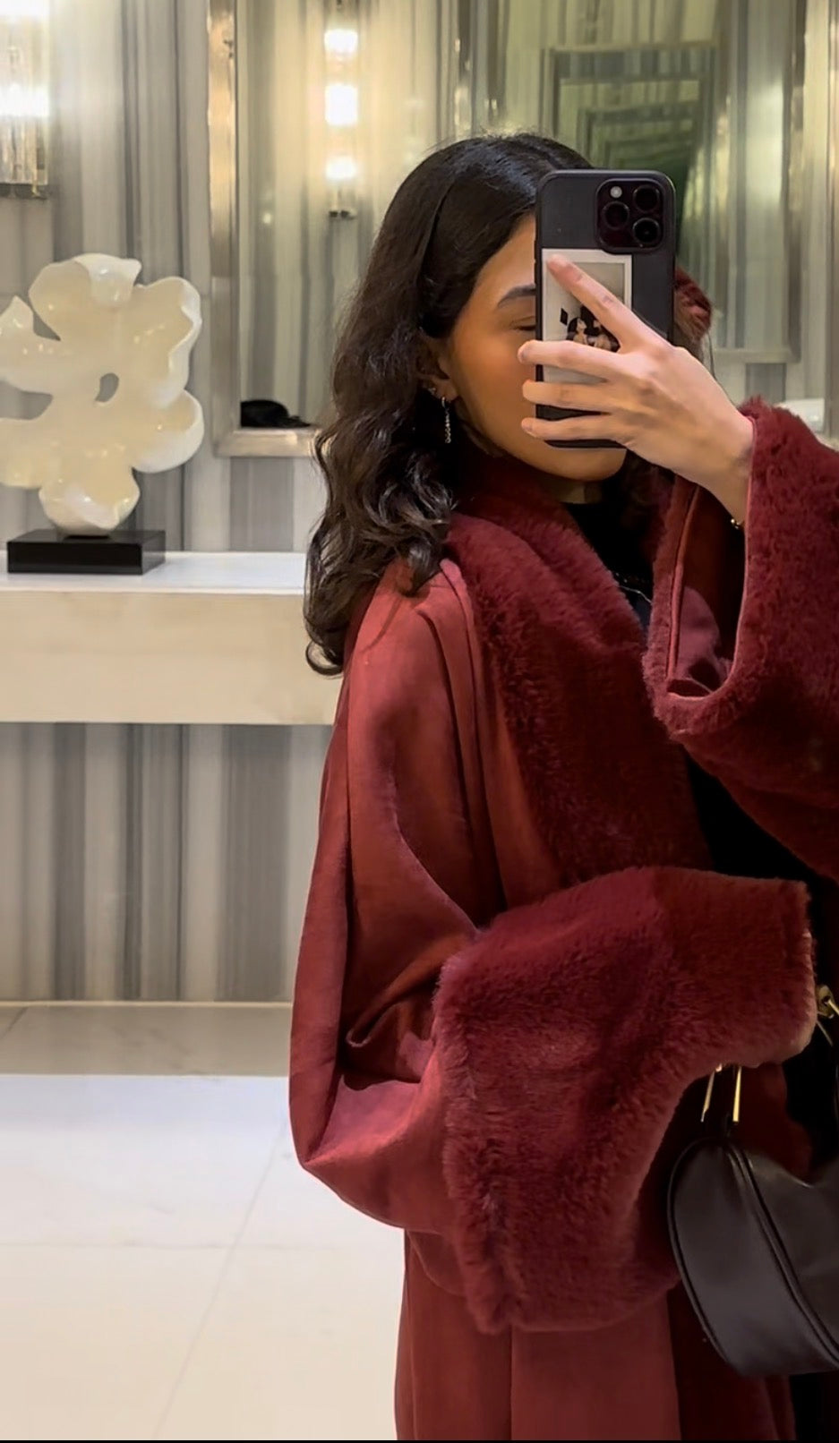 Burgundy Rosa fur coat